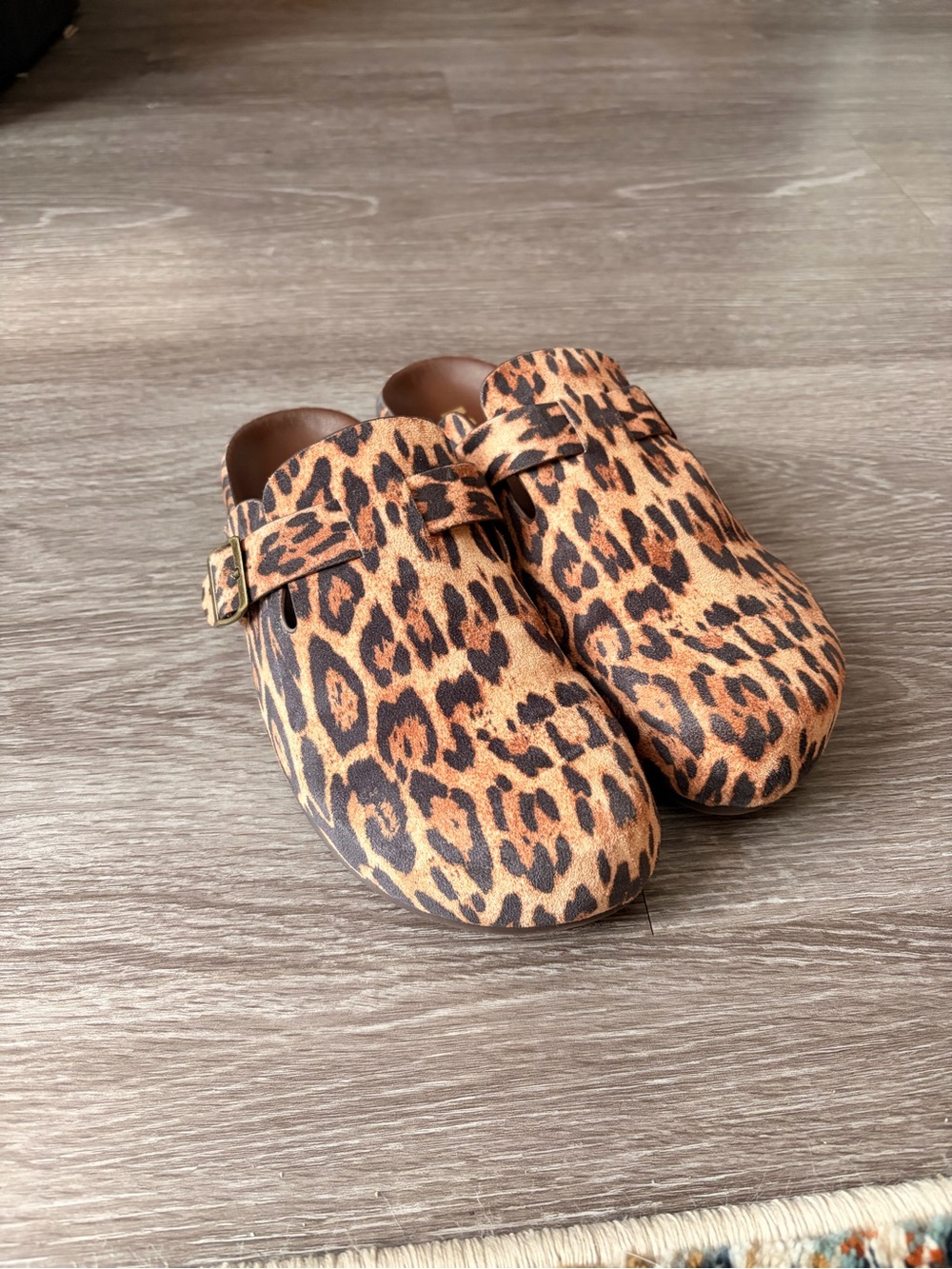 MIA Leopard Print Slip-On Clogs in Brown and Black